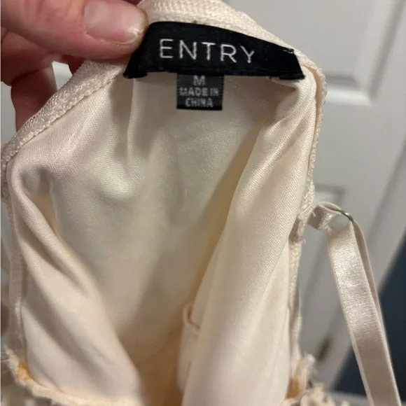 Entry Ivory Embroidered Maxi Dress with Sheer Polka Dot Overlay - Picture 13 of 15